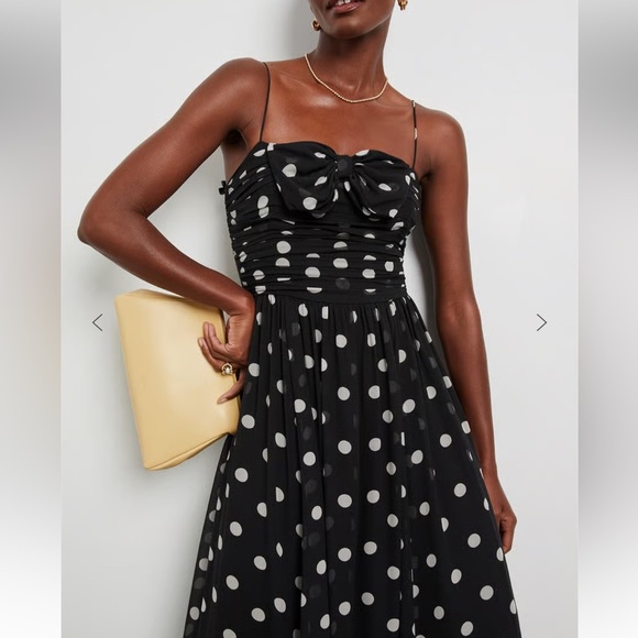 NWT DÔEN DOEN Maryanna Midi Dress Black NOIR SOLSTICE SKY Polka DOT M - Picture 6 of 11